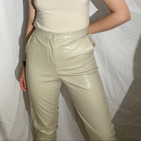 Beige Trousers Outlet Faux Leather pants - Picture 13 of 16